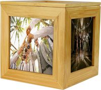 Boîte à souvenirs en bambou gravée au laser avec logo personnalisé, cube photo, cadeau écologique naturel, vente en gros, ensemble pour fête