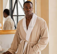 Peignoir de bain thermique élégant en microfibre double épaisseur pour hôtel 5 étoiles de luxe, robes de spa moelleuses, broderie de logo OEM, unisexe, respirant, séchage rapide