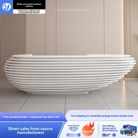 QT-239X Comptoirs de réception et comptoirs commerciaux en MDF peints sur mesure en forme d'extraterrestre (caisse de bar d'hôtel) Modèle YX prêt à l'emploi