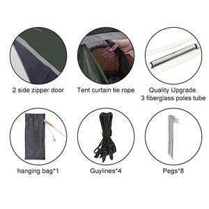 インスタントポップテント 防水レインフライ 簡単設営 キャンプテント <span class=keywords><strong>2</strong></span>ドア窓付き 自動ファミリーテント ハイキング旅行用 ポリエステル製 - Product Image 4