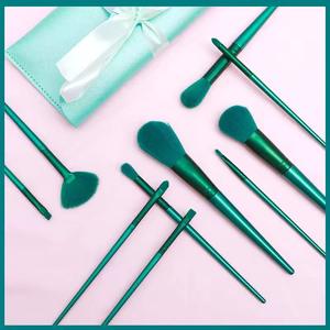 Pinceaux de maquillage FENGFLY, pinceaux synthétiques de qualité supérieure, fond de teint, poudre, anticernes, ombres à paupières, ensemble de 10 pinceaux, kit de pinceaux de maquillage verts - Product Image 2