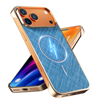 Étui de téléphone magnétique élégant et haut de gamme sans bordure, coins électroplaqués, antichoc, protection contre les rayures, coque en TPU+PC
