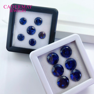 Cadermay Jewelry Round Blue Synthetic Sapphire Loose Gemstones For Jewelry Making 6mm 8mm 10mm 12mm - Product Image 2