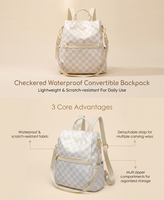 Sac à dos antivol à carreaux pour femme, sac à bandoulière, sac à main, sac de jour