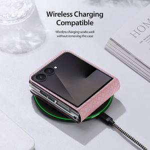 เหมาะสำหรับเคสโทรศัพท์หน้าจอพับได้ Zflip 8 แฟชั่นสำหรับผู้ชายและผู้หญิง ป้องกันได้รอบด้าน ทำจากหนัง พร้อมฝาพับในตัว - Product Image 5