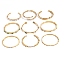 LUCKYDG Bracelet Manchette Ouverte en Acier Inoxydable Plaqué Or 18 carats pour Femmes, Étanche, Anti-ternissement, Hypoallergénique, Personnalisable, avec Zircons