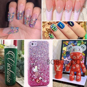 BOBOHOO venta al por mayor Jelly Bottom Nail Supplies ropa resina parte posterior plana redonda Jelly AB brillante Rhinestone Nail Art DIY Accesorios - Product Image 6