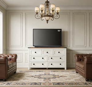 Massivholz Farmhaus-Aufbewahrungsschrank Vintage-Kommode mit 7 Schubladen Antik-Look für Wohnzimmer Balkon Eingangsbereich - Product Image 4