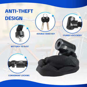 Chaîne de verrouillage de vélo en acier robuste, certifiée <span class=keywords><strong>Art</strong></span>, avec clés, <span class=keywords><strong>antivol</strong></span>, sécurité pour moto/vélo électrique, accessoires de vélo - Product Image 4
