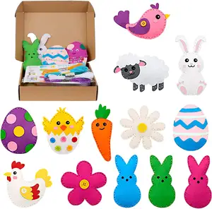 Feltro quebra-cabeça de Páscoa ovo coelho kit de costura brinquedo DIY para festa infantil