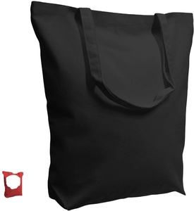 Sac fourre-tout écologique pour femme en toile de coton épaisse, rayé noir, avec logo imprimé personnalisé - Product Image 1
