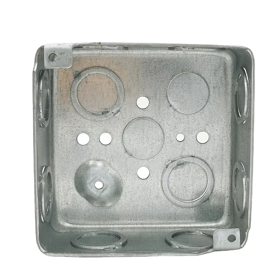 Quatro polegadas quadradas 1-1/2 ''profunda com ensaio de terra elevado na caixa de junção do outletl de utilidade elétrica padrão inferior