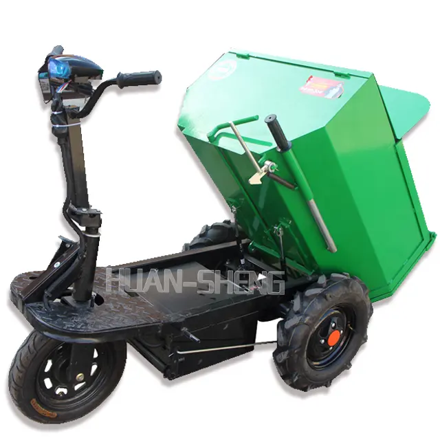 Chariot à main en tricycle électrique, plateforme à roues, Mini chariot à benne