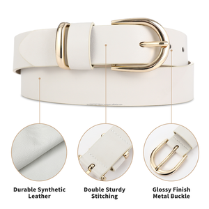 Cinturones informales de alta calidad para mujer PU y plástico con hebilla de aleación Fábrica del sudeste asiático al por mayor y al por menor - Product Image 3
