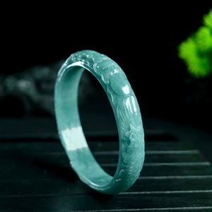 Xanh Ngọc Thật Khắc Đá Tự Nhiên Ngọc Jadeite Kiểu Lắc Tay Vòng Tay Cho Nữ Màu Xanh Cổ Điển Bluewater Nữ Quà Sinh Nhật Ngọc Lắc Tay - Product Image 2