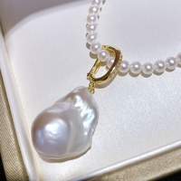 Pendentif en argent sterling S925 plaqué or avec perle baroque Edison détachable, grande perle d'eau douce naturelle de qualité AAAA certifiée CMA