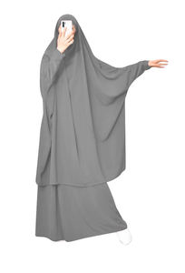 Conjunto de 2 piezas de Abaya de Jilbab musulmán para mujer, vestido de oración musulmán, Color sólido, Dubái, árabe, Jilbab, venta al por mayor - Product Image 3