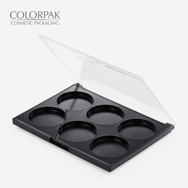 Hot sales custom logo plastic eye shadow palette 6 shadows private label makeup eye shadow case
