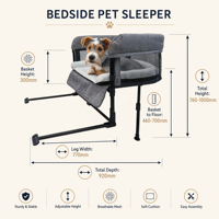 Lit de voyage pliable sécurisé pour animaux de compagnie, berceau cododo surélevé avec fenêtres en maille