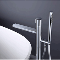 Robinet de baignoire sur pieds en laiton chromé pour baignoire autoportante, style contemporain