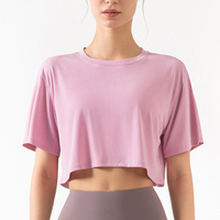 T-shirt de yoga ample et respirant tendance pour femme, manches courtes, essentiel pour l'exercice