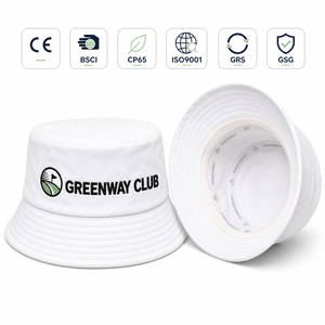 Cappello da Pescatore Personalizzato Ricamato in Tessuto Bianco con Logo o Testo, per Golf e Protezione Solare - Product Image 1
