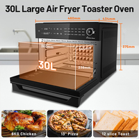 Four à friteuse à air 30 L pour la cuisine à domicile, four à friteuse à air 1800W 30 litres avec 18 préréglages, 6 accessoires, gril, rôti, cuisson, réchauffage