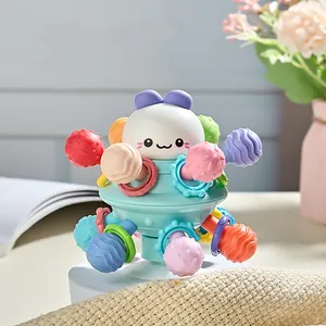 Wholesale Toys Baby Infant Teether Hand Rattle Bite Size Hand Rattles Baby Silicone Atomic Ball