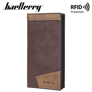 Baellerry Men's Long <b>Wallet</b> Black Leather <b>RFID</b> Protection Multi Card Slot Bi Fold Zippered <b>Wallet</b> Everyday Use - Product Image 5