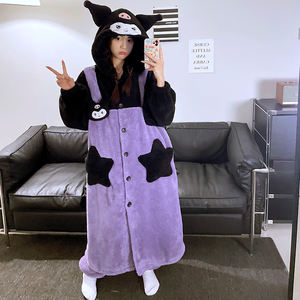 Pijamas de niña de invierno para niñas, forro <span class=keywords><strong>polar</strong></span> grueso con forro <span class=keywords><strong>polar</strong></span> grueso, bata larga con capucha, <span class=keywords><strong>pijama</strong></span> de franela, conjuntos de ropa de dormir - Product Image 2