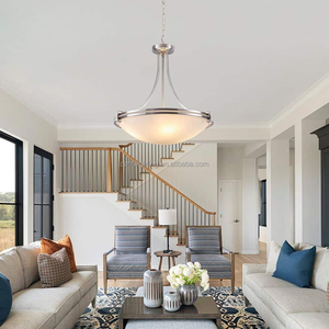 Lampada a Sospensione di Alta Qualità in Nichel Spazzolato, Plafoniera a 3 Luci con Sfera in Vetro per Casa, Hotel e Villa - Product Image 4