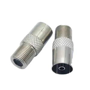 F Female Plug to PAL Female Jack Straight RF Coaxial Adapter F-type Connector TV Oaxial Aerial Cables