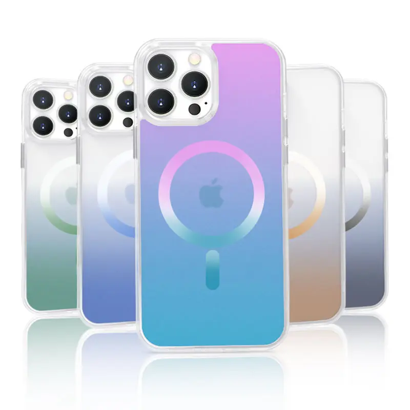Designer Phone Case Magnetic Wireless Charging Colorful Frosted Gradient Phone Case for iPhone 12/13/14/Pro/Pro Max