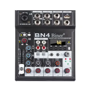 Biner BN4 Mixer Audio Mini Digital Mini, Mixer Audio Mini Digital Penunda Digital Bawaan Profesional