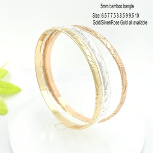 Bracelet en bambou JX289 5 mm pour enfants et adultes, jonc en laiton couleur or, argent, or <span class=keywords><strong>rose</strong></span>, bijoux hawaïens et samoans de Guam, vente en gros - Product Image 3