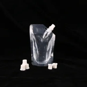 250ml 350ml 500ml 1lジュース用の再利用可能な透明なプラスチック製の包装袋ソフトドリンクフルーツジューススタンドアップ生分解性スパウトポーチ