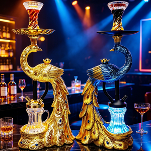 Set de Shisha de Lujo al por Mayor con Diseño de Pavo Real, 56CM, con LED, de Resina, Estilo Árabe, Tipo Pluma, En Stock - Product Image 6