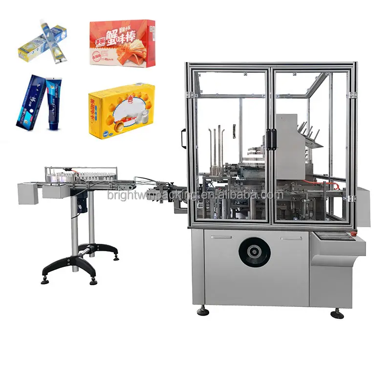 Brightwin مصنع آلة تعبئة في صناديق زجاجة/أنبوب/التجميل/الصابون/زجاجة/وجبة خفيفة/الغذاء/آلة تغليف صندوق كرتون CE ISO9001