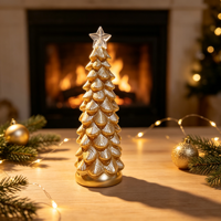 Figurine d'arbre de Noël en résine dorée style américain, étoile de sommet, ornement de table, décoration de Noël pour foyer, cheminée, bureau, fête