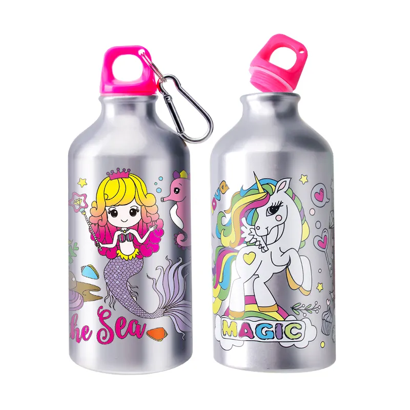 School Students Girls Painting Unicorns Bottle Coloring Craft Kit Color Your Own Water Bottle for DIY Painting Toys