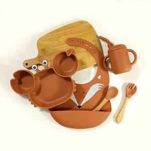 Novo design 5 peças de utensílios de mesa de silicone para bebês, prato de caranguejo não tóxico de qualidade alimentar, sem Bpa - Product Image 2