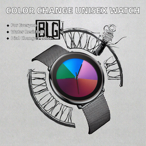 Montre de luxe en acier inoxydable maille milanaise pour femmes et hommes LG89278, design ultra-minimaliste, étanche, mouvement à quartz, changement de couleur - Product Image 2