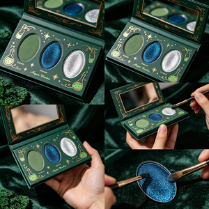 <span class=keywords><strong>Palette</strong></span> Ombretti Portatile 3 Tonalità <span class=keywords><strong>con</strong></span> Specchio Integrato, Wizard Retro Green, per Feste, Cosplay e Trucco Scenico OEM ODM - Product Image 3