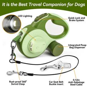 Guinzaglio retrattile per cani con cavo a prova di masticazione LED erogatore di luce sacchetti per cacca 360 ° senza groviglio - Product Image 5
