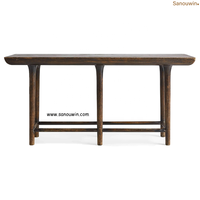 Table Console Antique Classique Chêne Foncé avec Finition Artisanale Menuiserie Traditionnelle Robuste pour Entrée de Salon