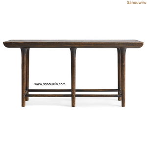 Table Console Antique Classique Chêne Foncé avec Finition Artisanale Menuiserie Traditionnelle Robuste pour Entrée de Salon - Product Image 2