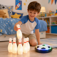 Ensemble de bowling lumineux avec 6 quilles lumineuses, disque de football motorisé, jeu sportif pour enfants, cadeau pour l'intérieur et l'extérieur