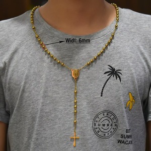 <span class=keywords><strong>Collana</strong></span> <span class=keywords><strong>Rosario</strong></span> in Acciaio Inossidabile per Uomo e Donna, Catena con Perline Religiose, Ciondolo Croce con Moneta Cristiana, Accessori Gioielli Gesù - Product Image 5