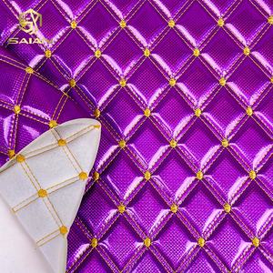 Matériau de revêtement synthétique en éponge composite gaufrée en diamant brillant pour sièges automobiles, décoration de meubles - Product Image 3