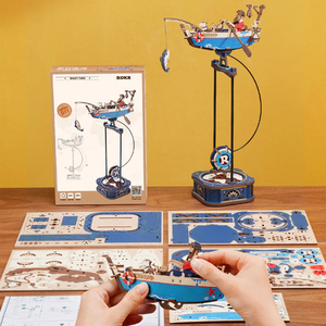 Robotime Rokr DIY <span class=keywords><strong>juguetes</strong></span> de descompresión de escritorio MCD02 Ocean <span class=keywords><strong>Fisher</strong></span> modelo Kit 3D rompecabezas de madera para niños - Product Image 2